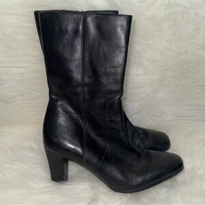 Easy Spirit Black Leather Heeled Boots
